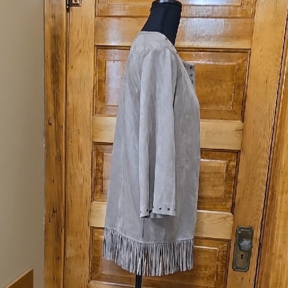 Ruby Rd Tan Western Fringe Jacket 3/4 Sleeve 8 - Picture 3 of 4